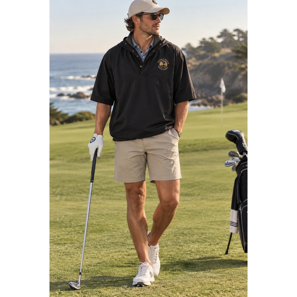 Ashworth Pebble Beach Golf Links‎ Men's Jacket L Black Drawstring Hem